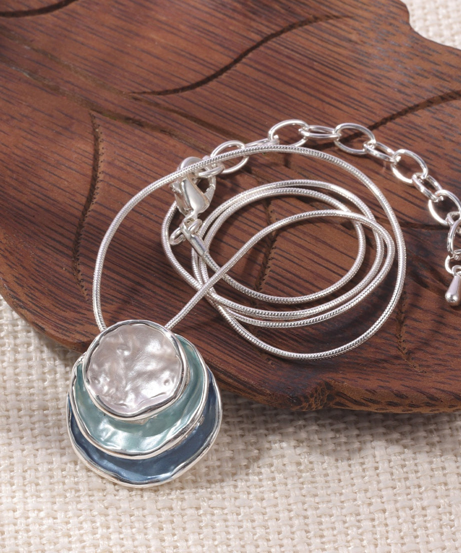 1pc Elegant Blue Enamel Pendant Necklace for Men - Zinc Alloy with Golden Accents, Twisted Rope Chain Design, Sophisticated Accessory for Formal or Casual Attire