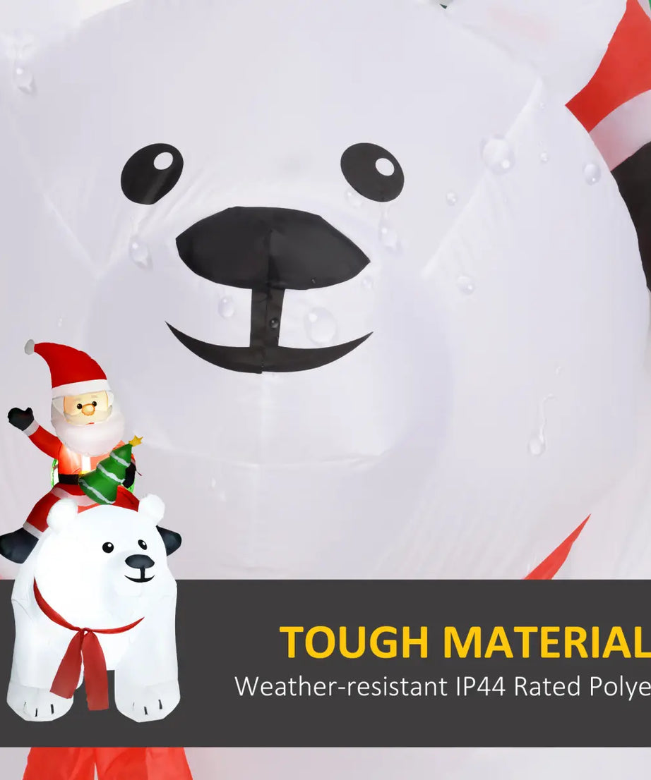 Outsunny 6.6FT Christmas Inflatable Santa Claus w/ Polar Bear for Graden