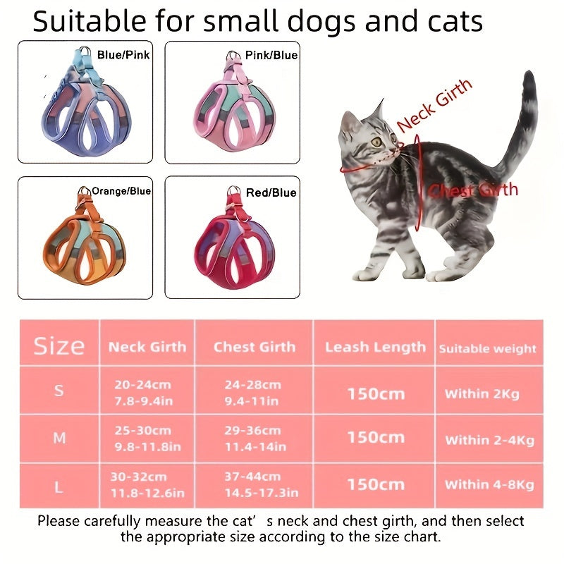 Escape-Proof Cat Harness Vest: Adjustable, Anti-Leak Walking Leash For Your Furry Friend!