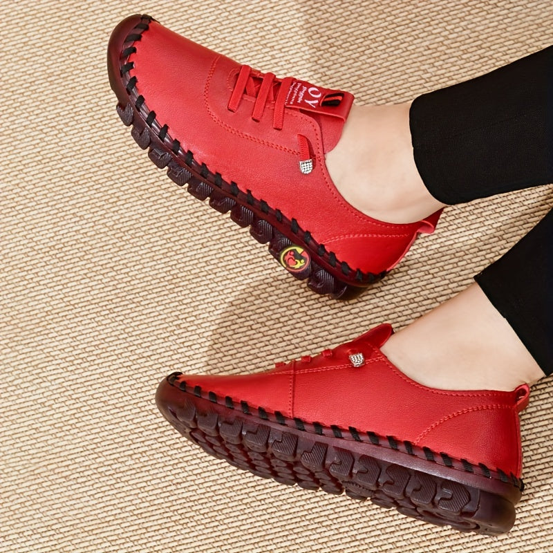 Women's / Round-Toe Flat Shoes with Spoils Accent - Casual Comfortable All-Season Sneakers, PVC Sole & Soft, Breathable for Square Dance, Casual Attire -  Upper (North America/Europe Style)