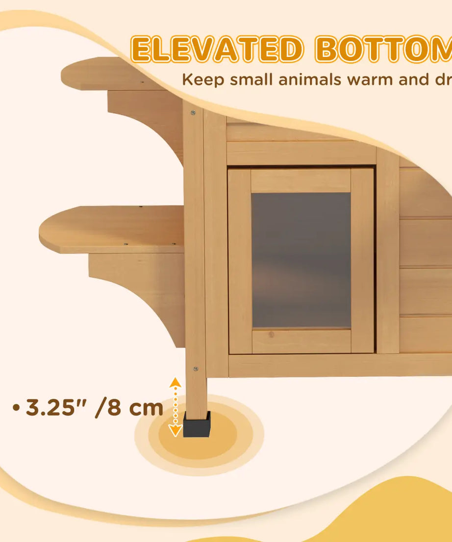 Wooden Cat House Cat Cave Pet Shelter Condos Outdoor Natural Wood Finish