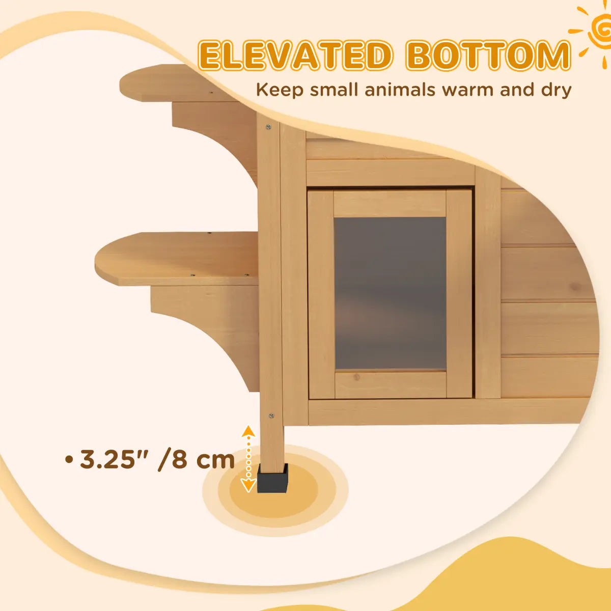 Wooden Cat House Cat Cave Pet Shelter Condos Outdoor Natural Wood Finish