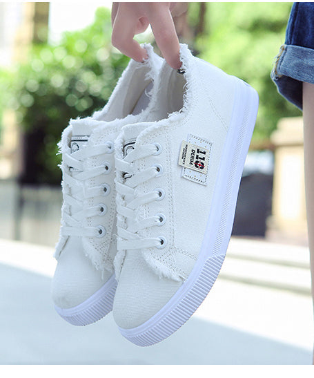 [Casual Canvas Shoes] White Women's Casual Round Toe Solid Color Canvas Shoes | Flat Bottom, PVC Sole, Fabric Upper And Insole, Hand Wash, No Dry Clean, Spring, Autumn, All Season 2022