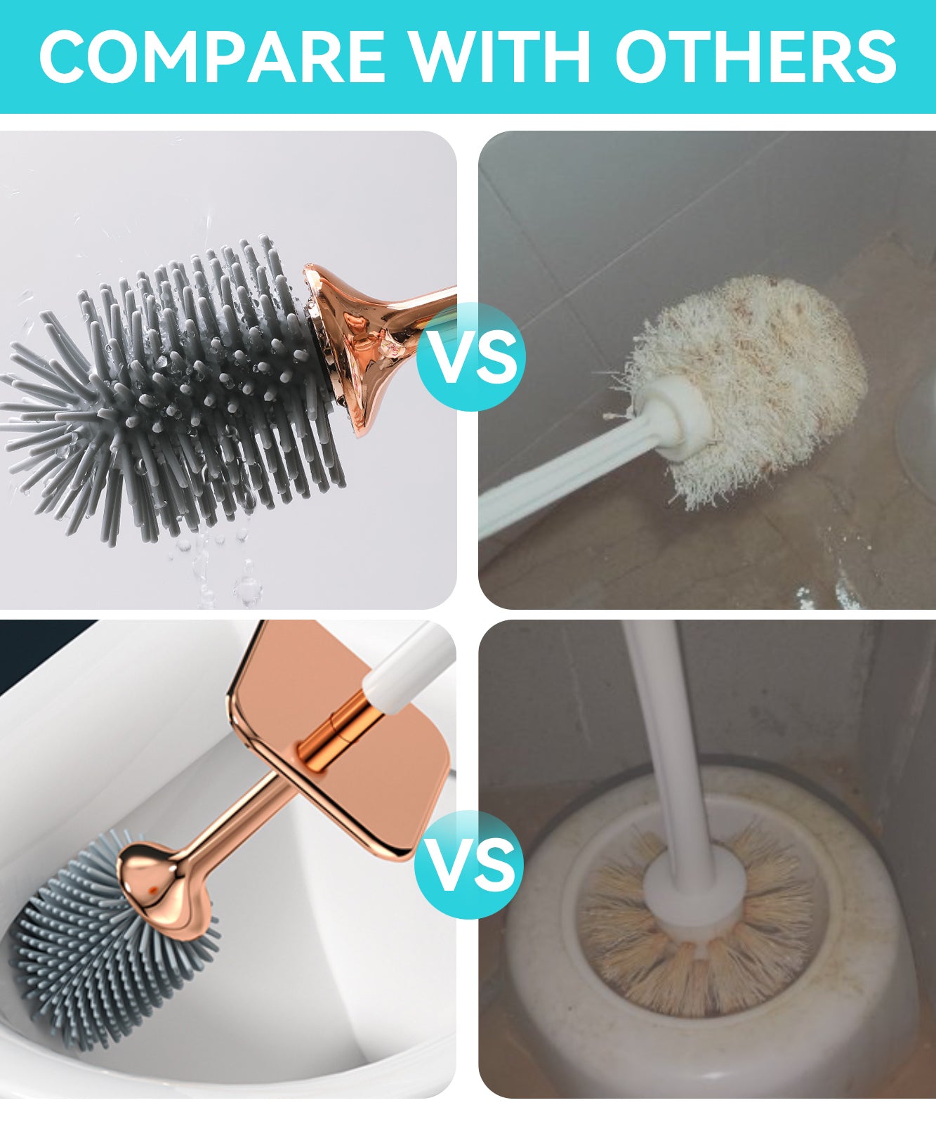 [Christmas Gifts] Aokala Toilet Brush And Holder, Elegant Toilet Bowl Brush Set with Ergonomic Long Handle