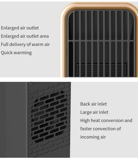 Quiet 500W Ceramic Electric Space Heater, Square Shape, 110-130V US Plug, No Energy Efficiency Rating, Tip-over Protection, Portable Heating Equipment for Bedroom, Living Room, Office