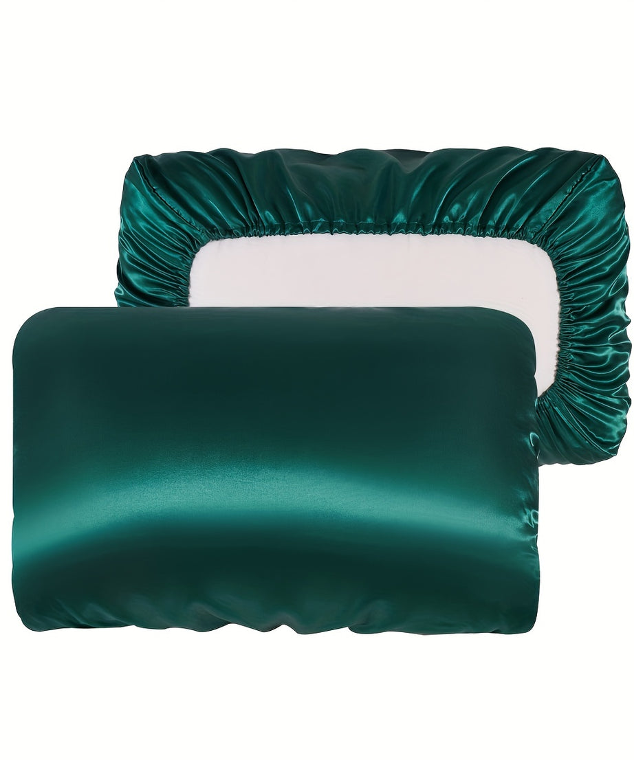 2pcs Soft And Breathable Satin Pillowcase With Elastic Cord - Perfect For A Comfortable Sleep In Your Bedroom