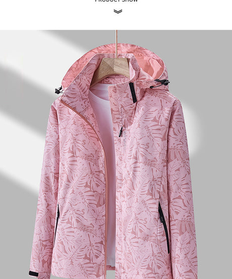 Women'S Windproof Jacket with Full-Zip Front - Lightweight Outdoor Coat, Stand Collar, Non-Stretch Fabric for Hiking, Camping, Travel - Bright Pink Windproof Shell (Spring/Fall/Summer) - Easy-Care Design, Hiking Gear, Camping