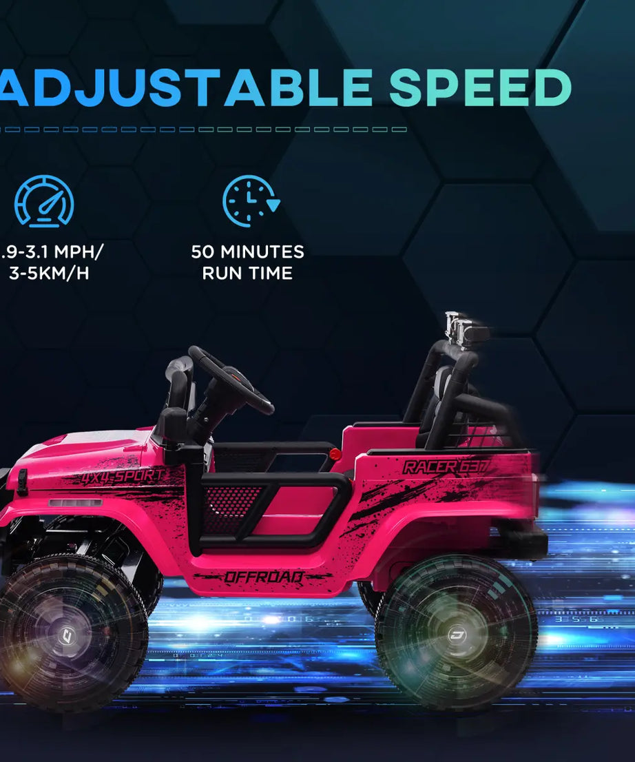 AIYAPLAY Kids Ride On Car, 12V Electric Truck w/ Suspension - Pink