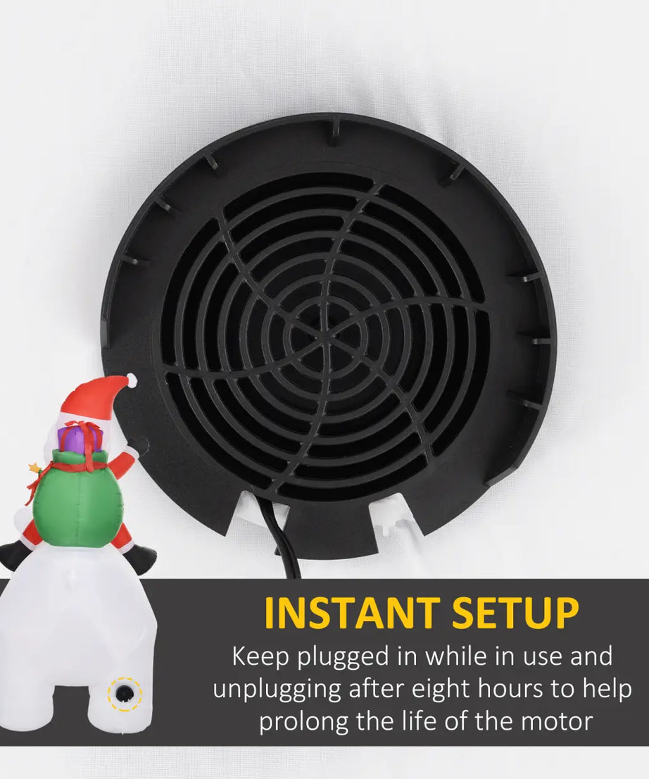 Outsunny 6.6FT Christmas Inflatable Santa Claus w/ Polar Bear for Graden