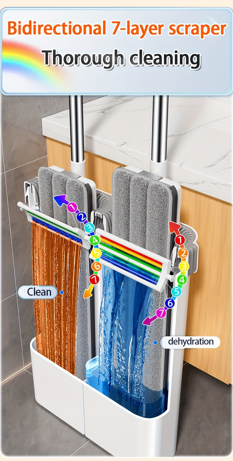7-fold Scraper Cleaner: Home Cleaning Tool with 7-fold Scraper and Water Tank - Suitable for Kitchen, Bathroom, Living Room, Bedroom - No Electricity Required