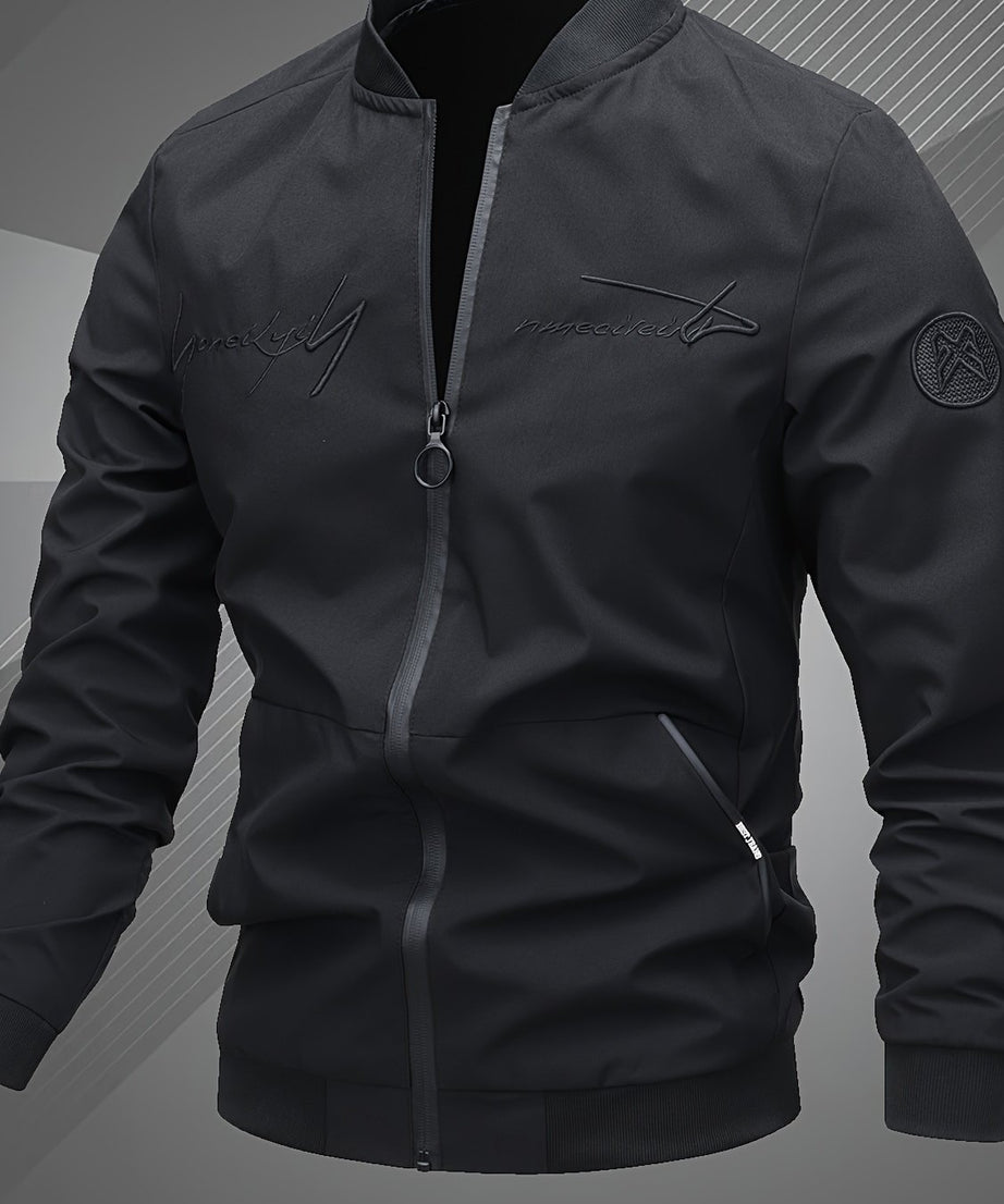 Men'S Letter Embroidered Casual Bomber Jacket, Mens Winter Jackets And Coats, Fridays Items, Mens Gifts Ideas, Gifts for Men, Thermal Wear for Men, Christmas Gifts, Suitable for Everyday Life, Home, Outdoor, Work, And Leisure