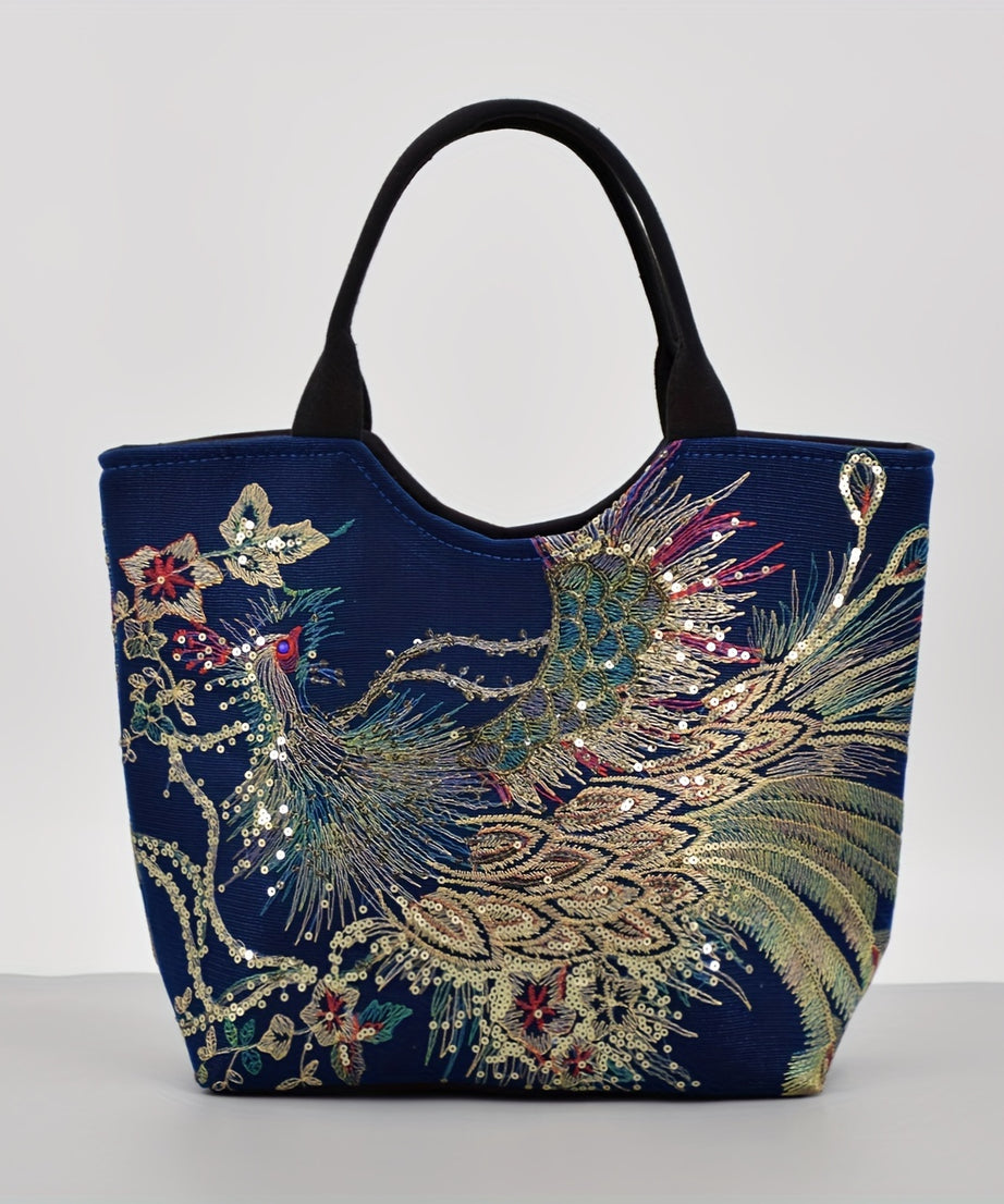 [Fashion Satchel] Retro Style Wo 'S Embroidered Satchel Bag | Fashion Double Handle Purse with Removable Strap