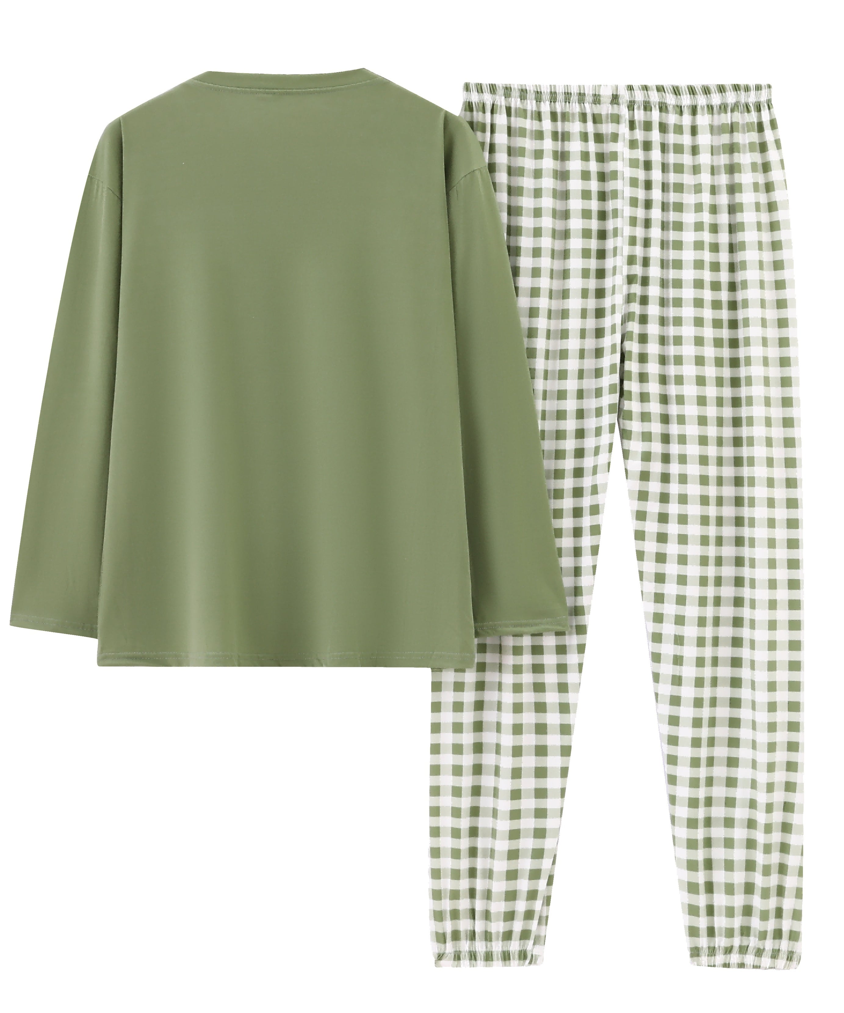 Women'S Plus Size Pink Plaid Pajama Set - Casual Long Sleeve and Pants Loungewear with Pockets, Stretchy Polyester Fabric, Perfect for Spring & Fall, Plus Size Loungewear | Checkered Pattern | Polyester Fabric, Loungewear Paj