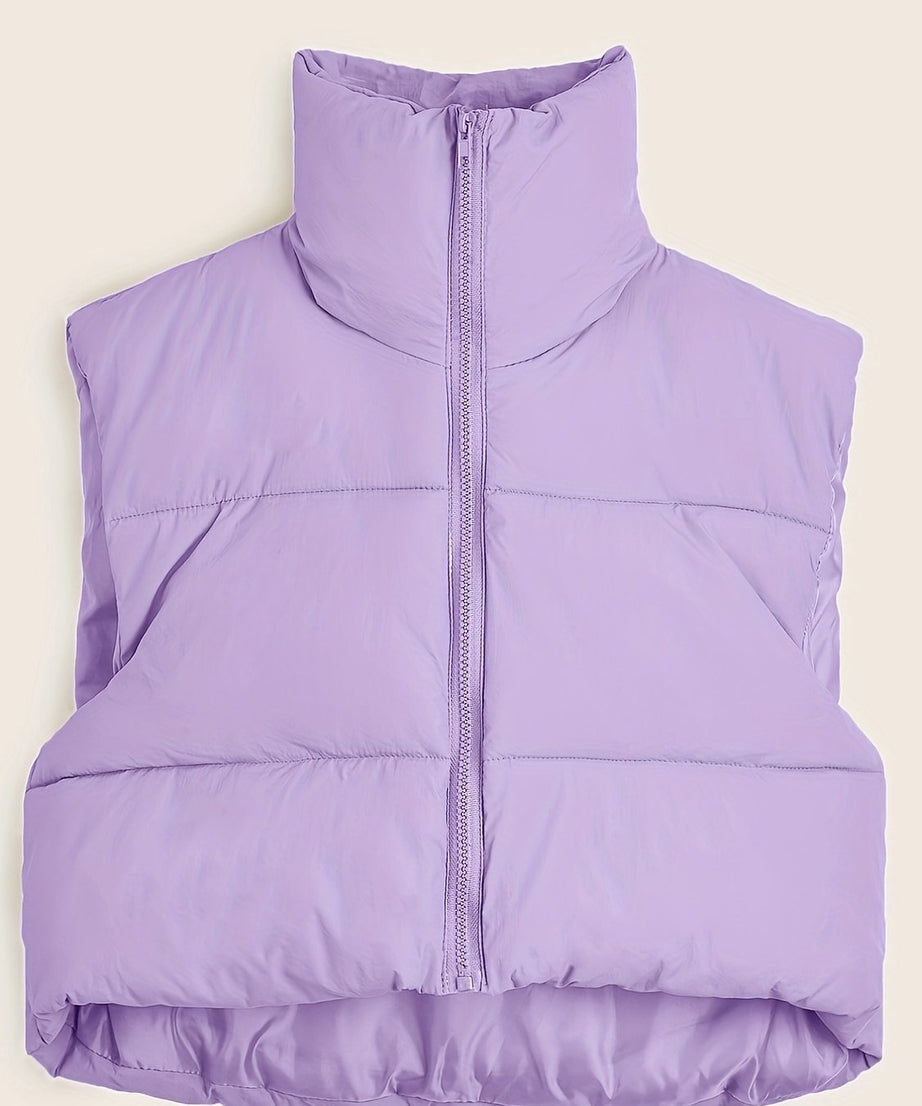 Women'S Sleeveless Vest - Vibrant Pink Slim-Fit Alternative Coat with Drawstring Hood, Zipper Front & Pockets for Fall/Winter Casual Wear, Casual Winter Wear | High Neckline Vest | Zippered Jacket