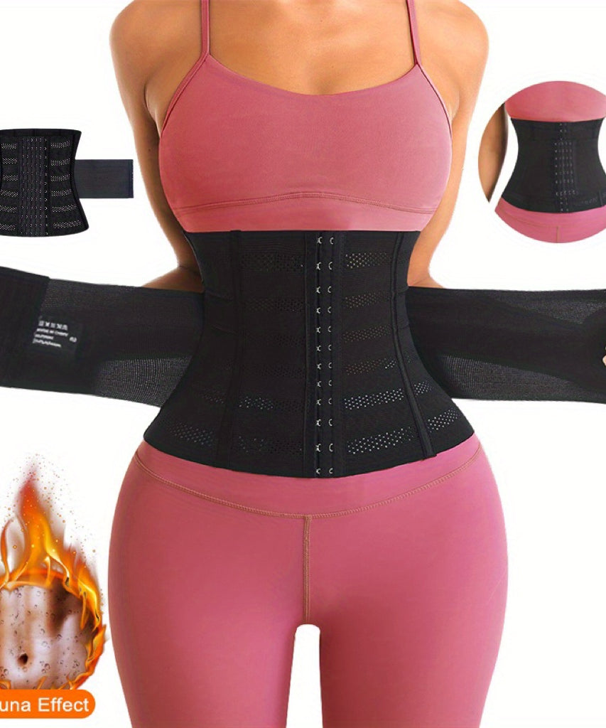 1pc Breathable Polyester Waist Cincher for Women - Medium Control Posture Improvement Shapewear with Adjustable Closure, Knit Fabric Weave, Hand Washable - 1pc