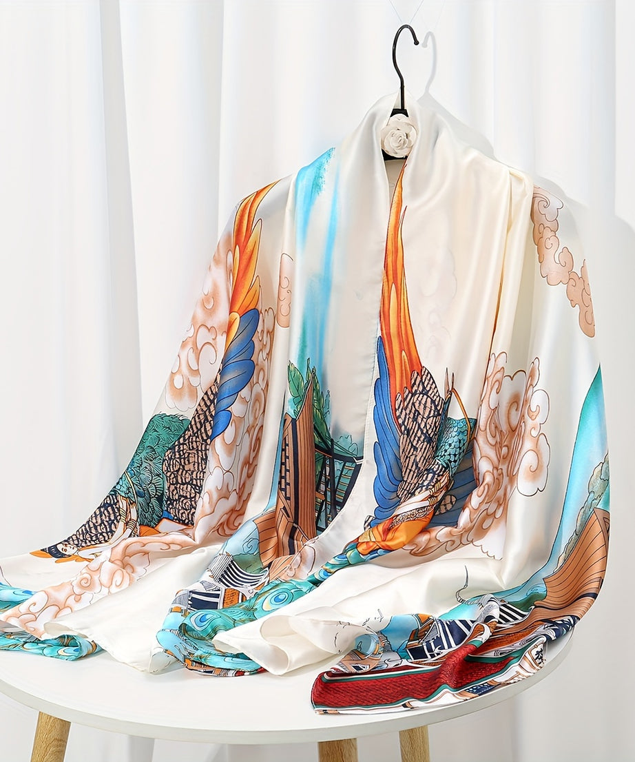 35.4"×70.9" Elegant Landscape Print Scarf Shawl - Windproof, Trendy, and Versatile Outdoor Wrap for Women - Stylish Hijab, Perfect for Any Occasion