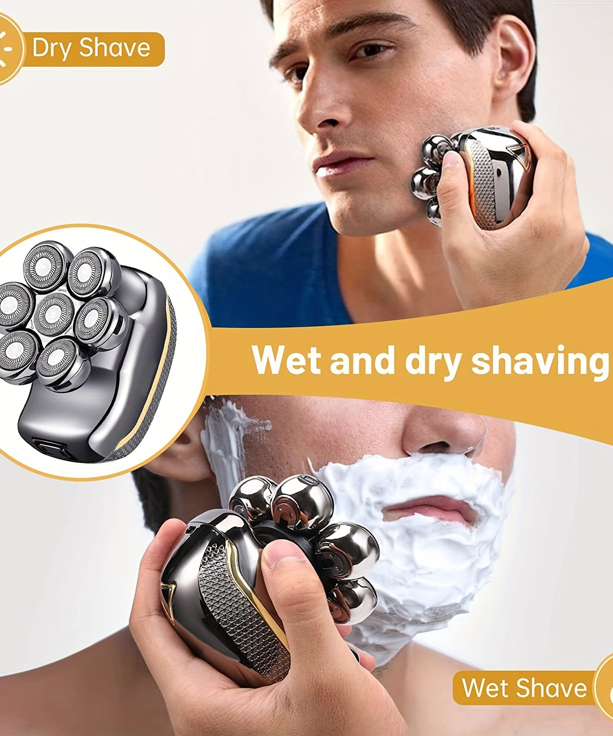 Men'S Electric Head Shaver Razor - Rechargeable Cordless Hair Shaving Razors for Bald persons