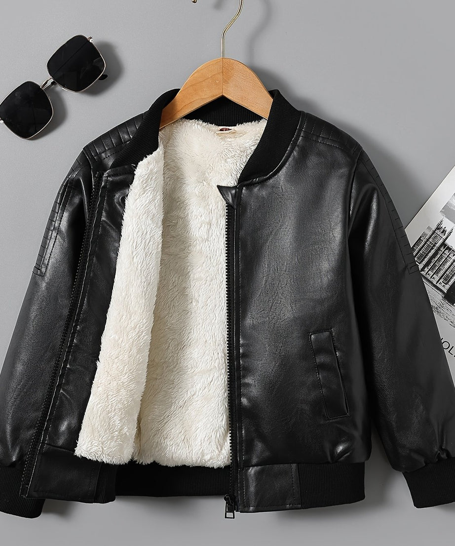 2025 Autumn Winter New Boys' -Lined Zip-Up Jacket