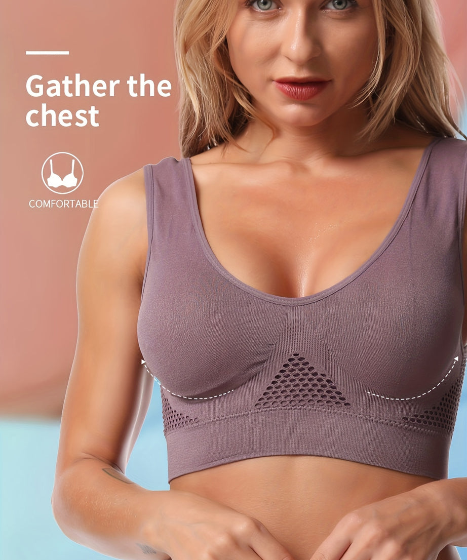 Women's Wireless Seamless Push-Up Bra, Full-Coverage Comfort Bralette with Removable Pads, No Underwire & Low-Maintenance, Soft Brassiere (No Boning) for Gym & Travel, Easy Hand Washable