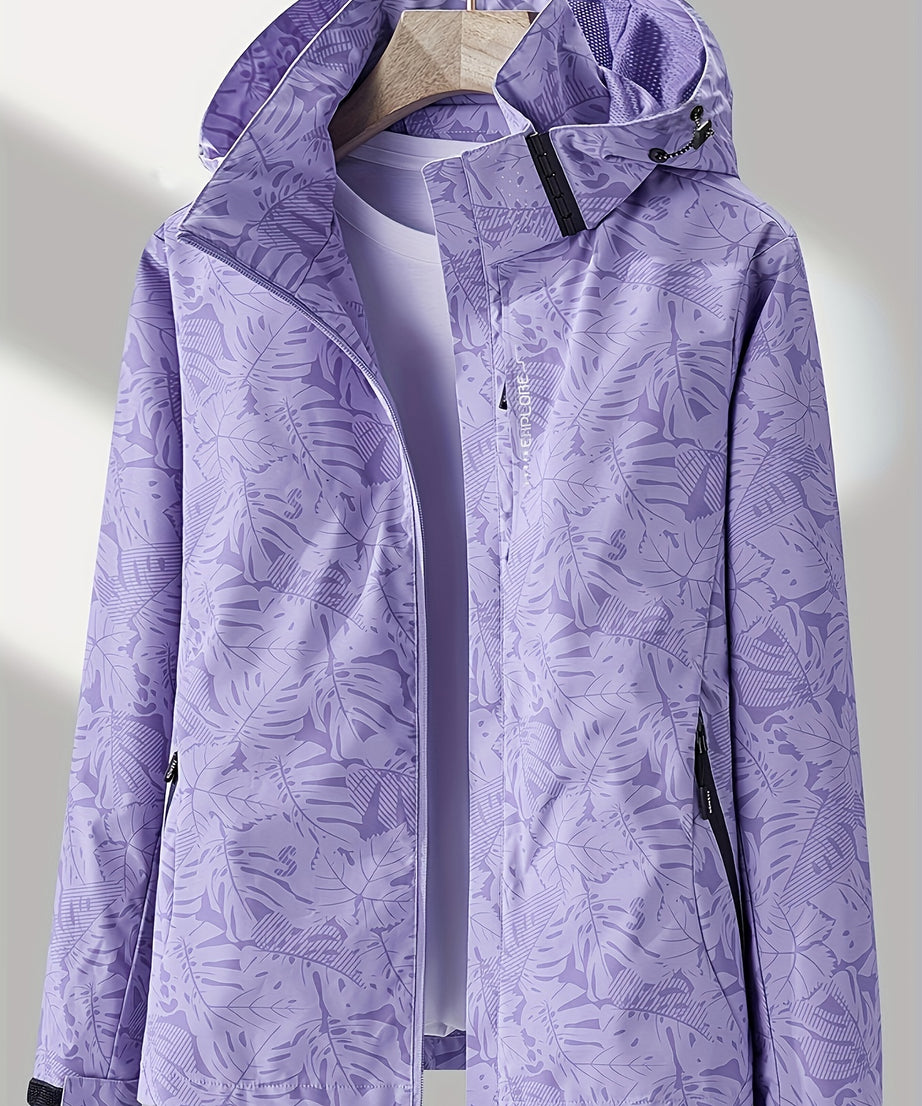 Women'S Windproof Jacket with Full-Zip Front - Lightweight Outdoor Coat, Stand Collar, Non-Stretch Fabric for Hiking, Camping, Travel - Bright Pink Windproof Shell (Spring/Fall/Summer) - Easy-Care Design, Hiking Gear, Camping