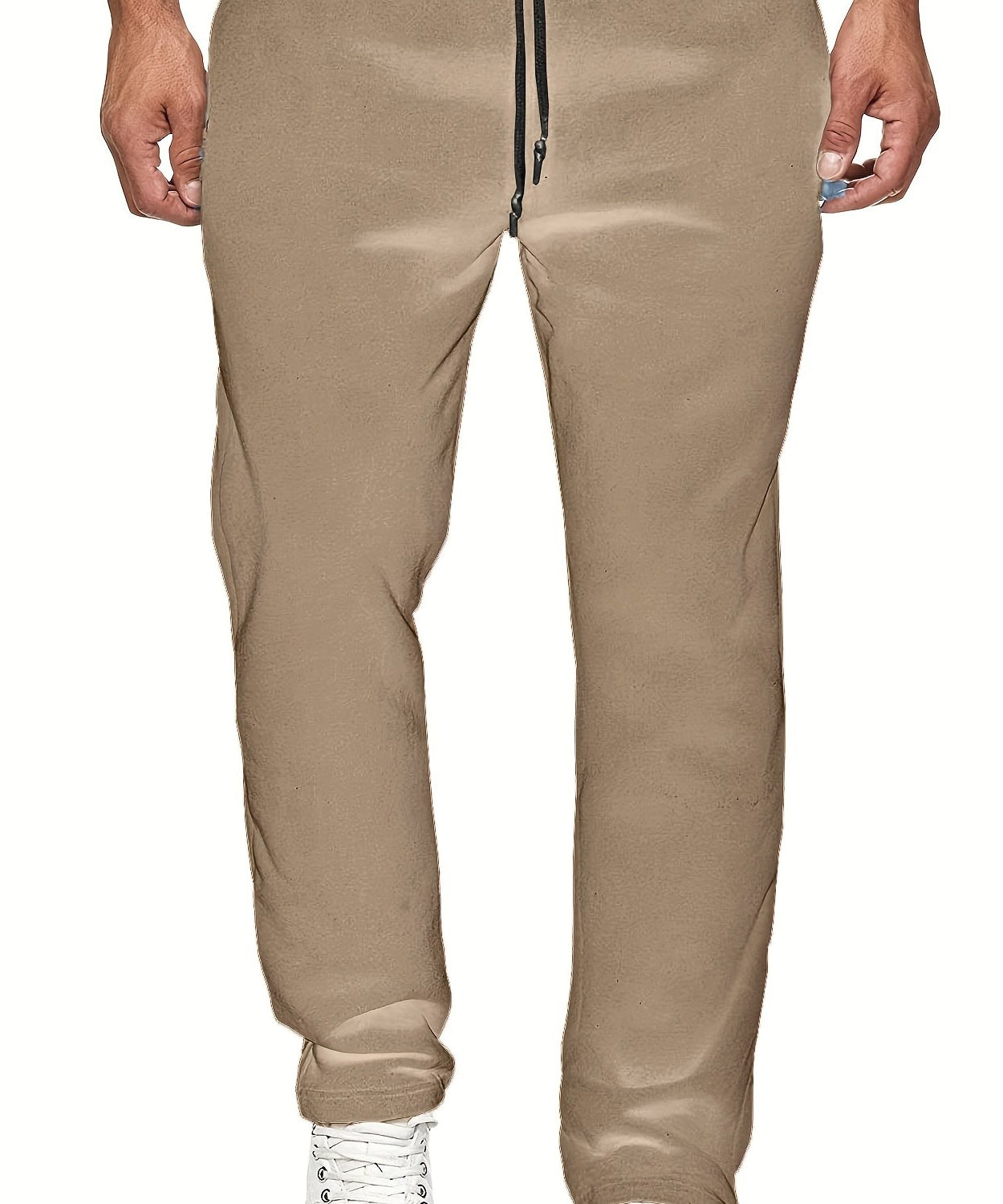 Men'S Fashion Casual Solid Color Fleece-Lined Joggers