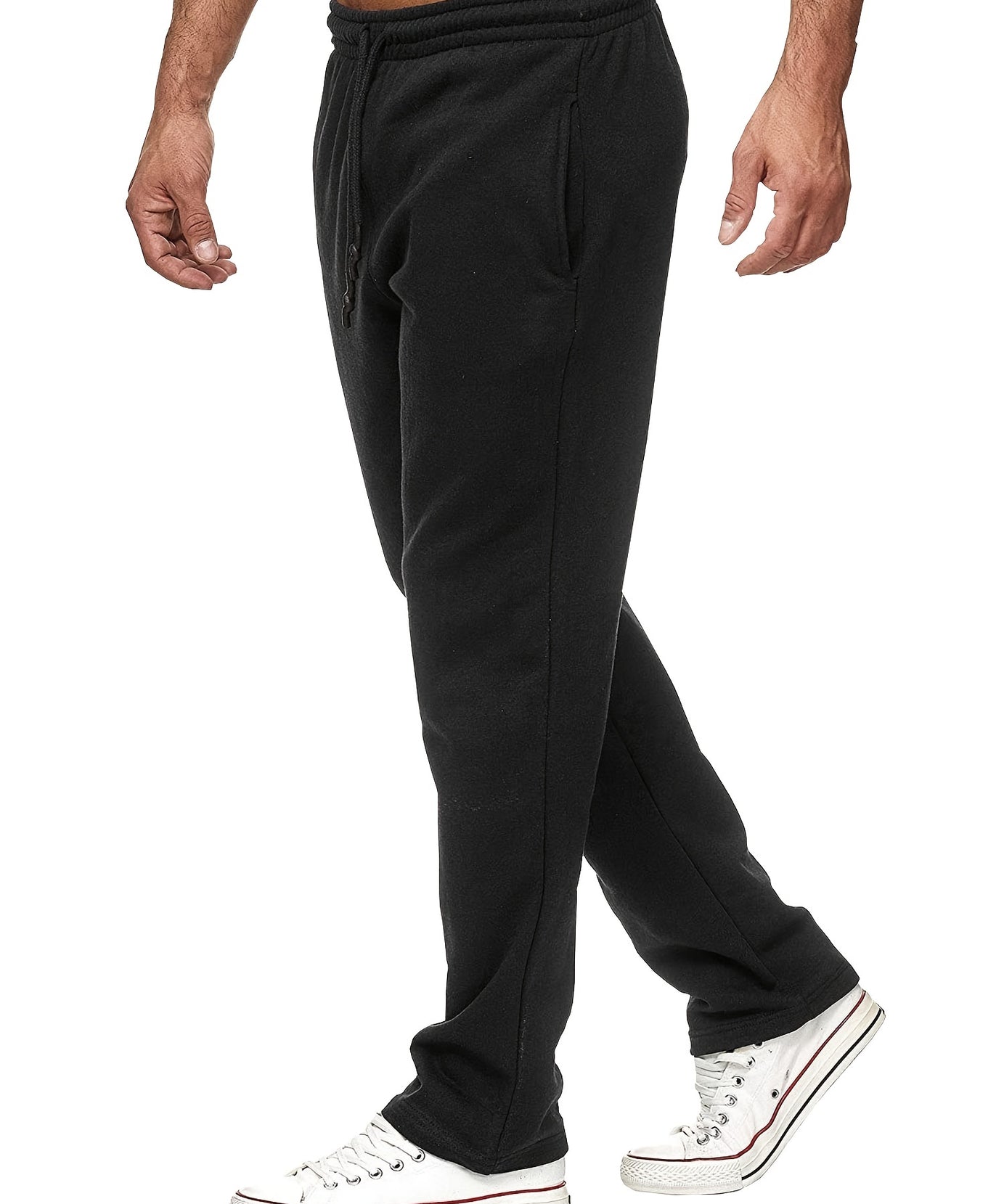 Men'S Fashion Casual Solid Color Fleece-Lined Joggers