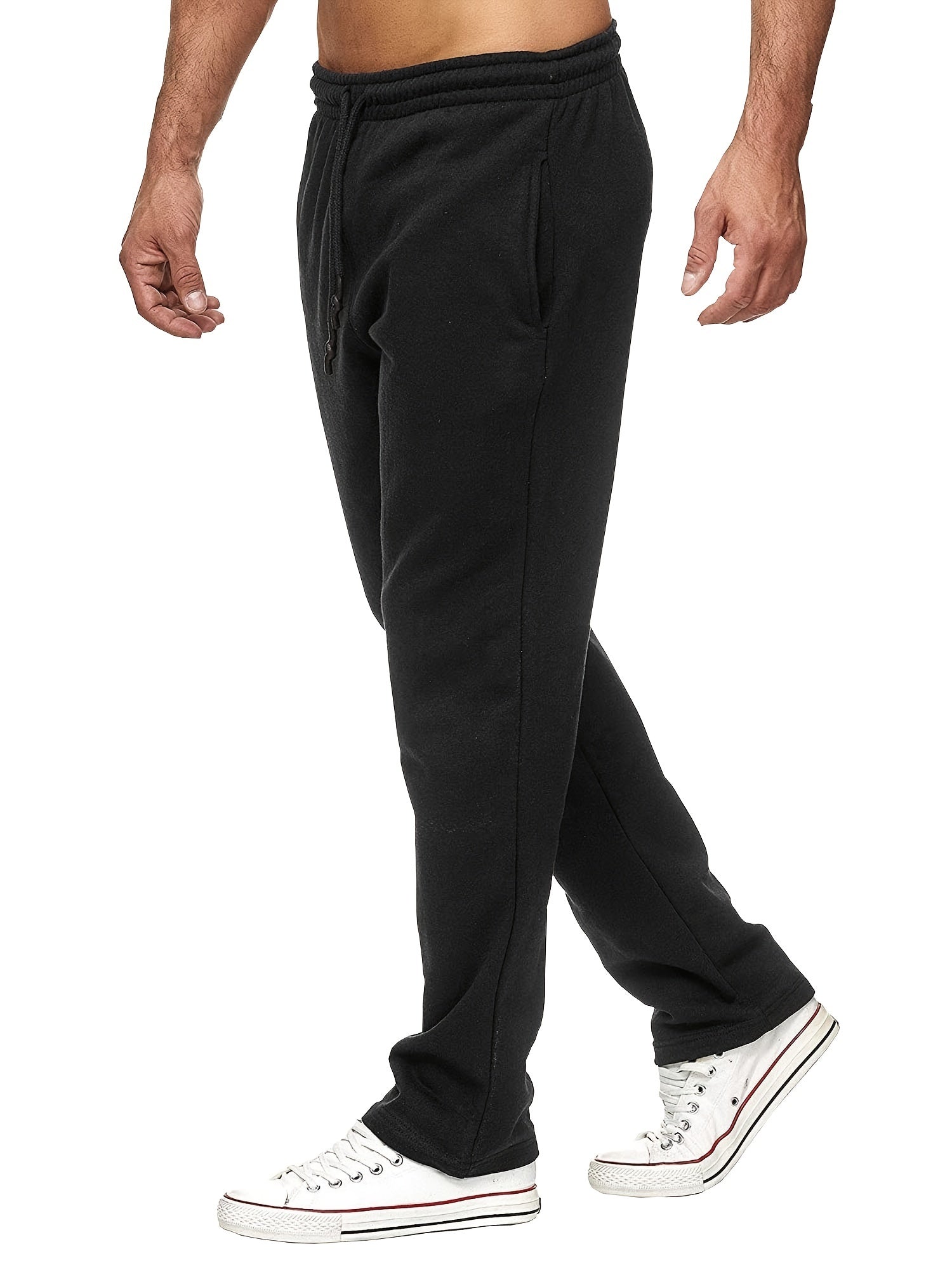 Men'S Fashion Casual Solid Color Fleece-Lined Joggers