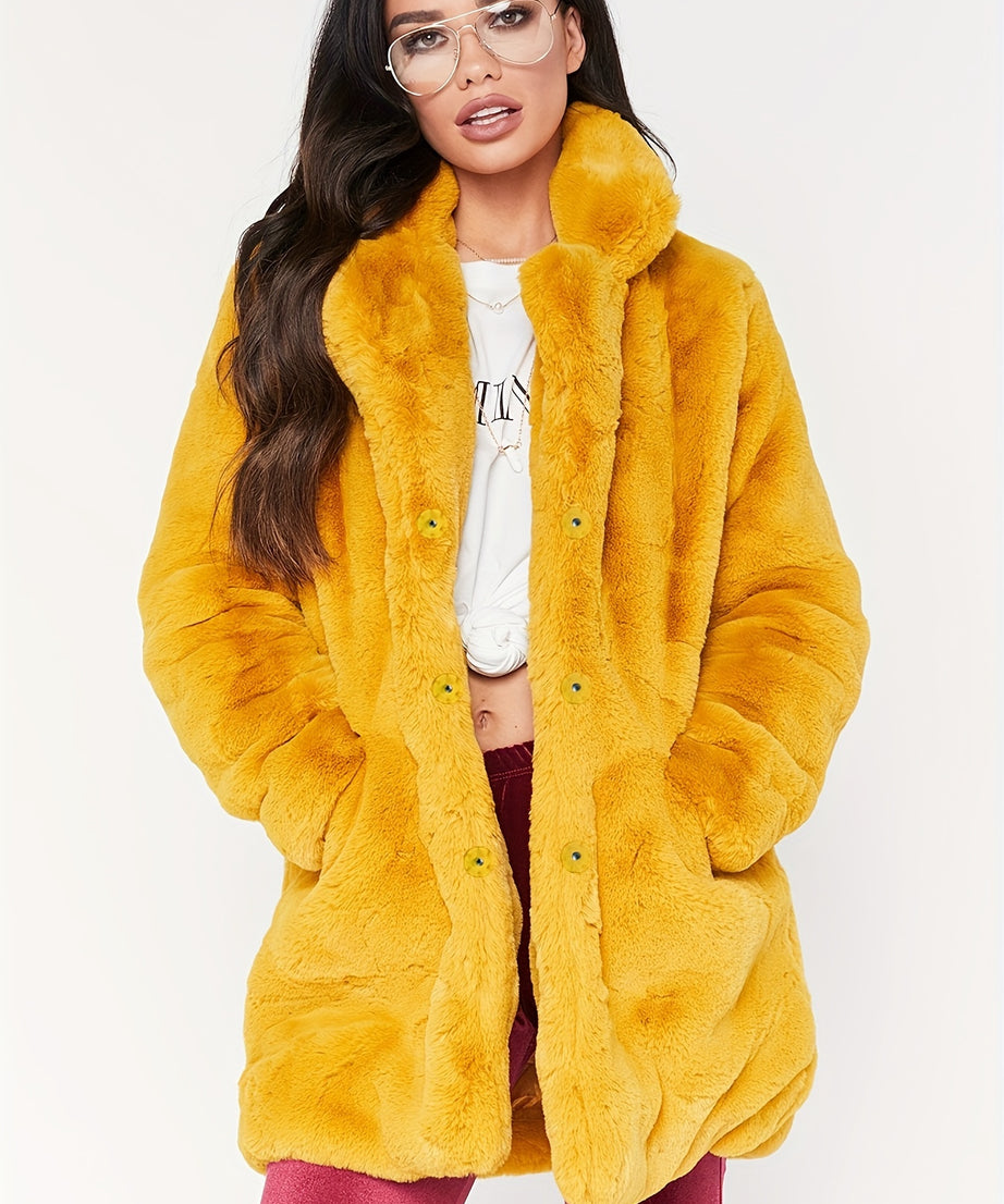 Winter Warm Plush Loose Coat, Casual Long Sleeve Fashion Teddy Outerwear, Women's Clothing