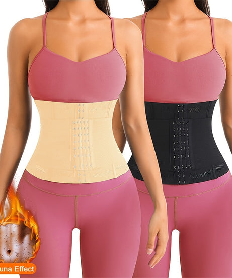 1pc Breathable Polyester Waist Cincher for Women - Medium Control Posture Improvement Shapewear with Adjustable Closure, Knit Fabric Weave, Hand Washable - 1pc