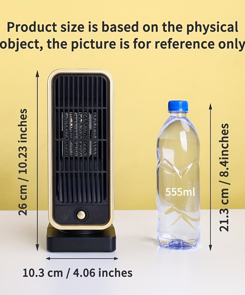 Quiet 500W Ceramic Electric Space Heater, Square Shape, 110-130V US Plug, No Energy Efficiency Rating, Tip-over Protection, Portable Heating Equipment for Bedroom, Living Room, Office