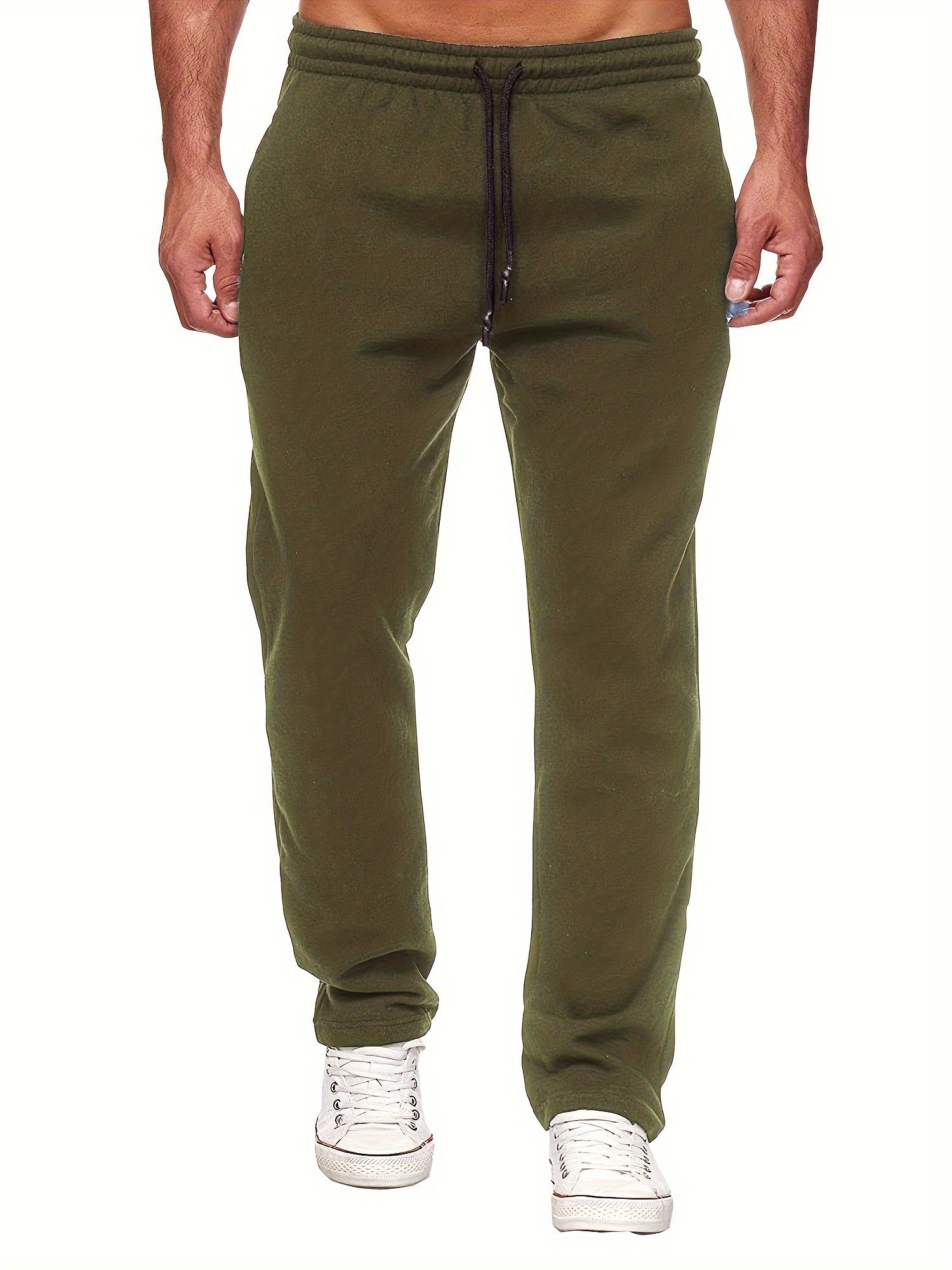 Men'S Fashion Casual Solid Color Fleece-Lined Joggers