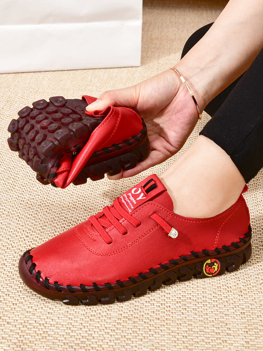 Women's / Round-Toe Flat Shoes with Spoils Accent - Casual Comfortable All-Season Sneakers, PVC Sole & Soft, Breathable for Square Dance, Casual Attire -  Upper (North America/Europe Style)