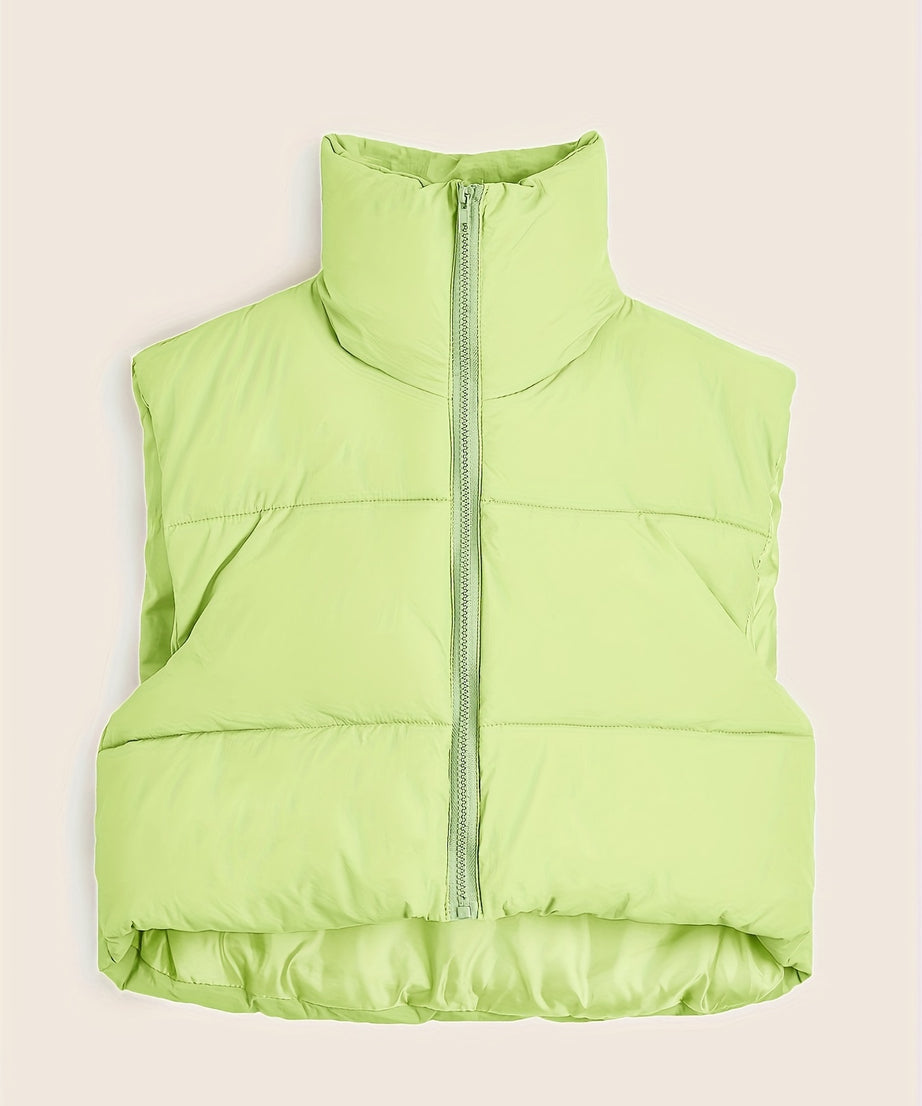 Women'S Sleeveless Vest - Vibrant Pink Slim-Fit Alternative Coat with Drawstring Hood, Zipper Front & Pockets for Fall/Winter Casual Wear, Casual Winter Wear | High Neckline Vest | Zippered Jacket