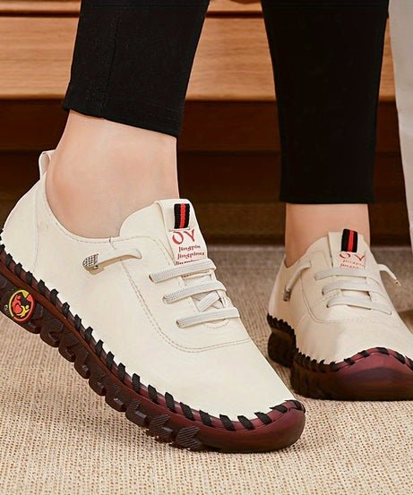 Women's / Round-Toe Flat Shoes with Spoils Accent - Casual Comfortable All-Season Sneakers, PVC Sole & Soft, Breathable for Square Dance, Casual Attire -  Upper (North America/Europe Style)