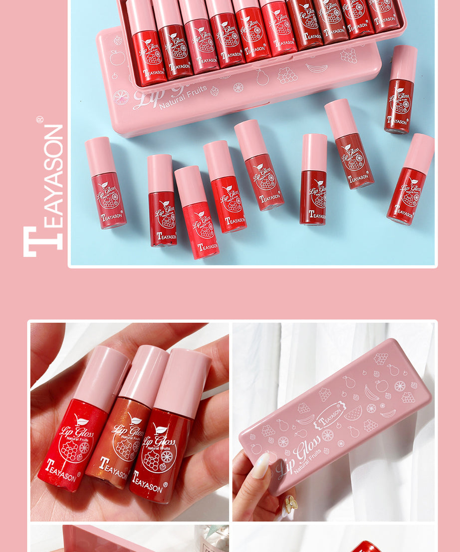 10 pcs Shimmer Mini Lip Gloss Kit - Moisturizing Liquid Lipsticks with Mirror and Waterproof Finish - Perfect Birthday Gift for Women Valentine's Day Gifts