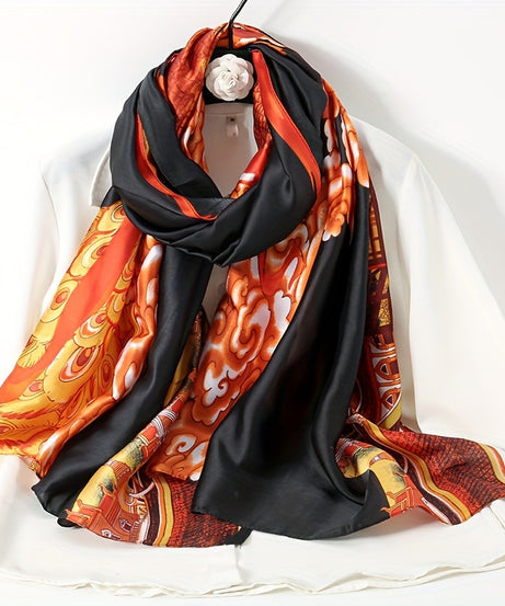 35.4"×70.9" Elegant Landscape Print Scarf Shawl - Windproof, Trendy, and Versatile Outdoor Wrap for Women - Stylish Hijab, Perfect for Any Occasion