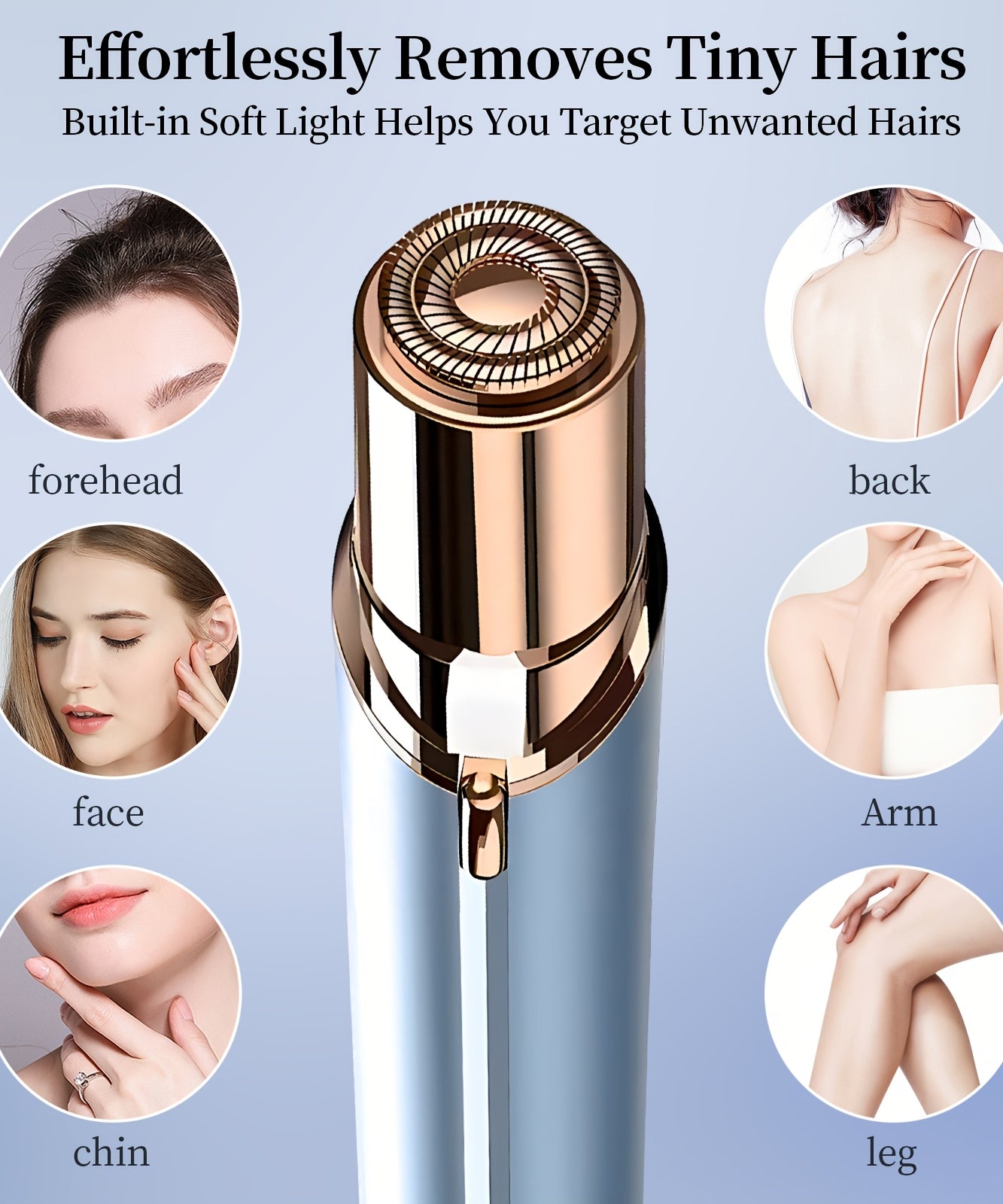 Conduroma Women's At- Painless Hair Removal Device - Portable Facial & Body Epilator with - Lithium, -C, Shaver & Epilator for Sensitive Beige, Compact & Hygienic Design