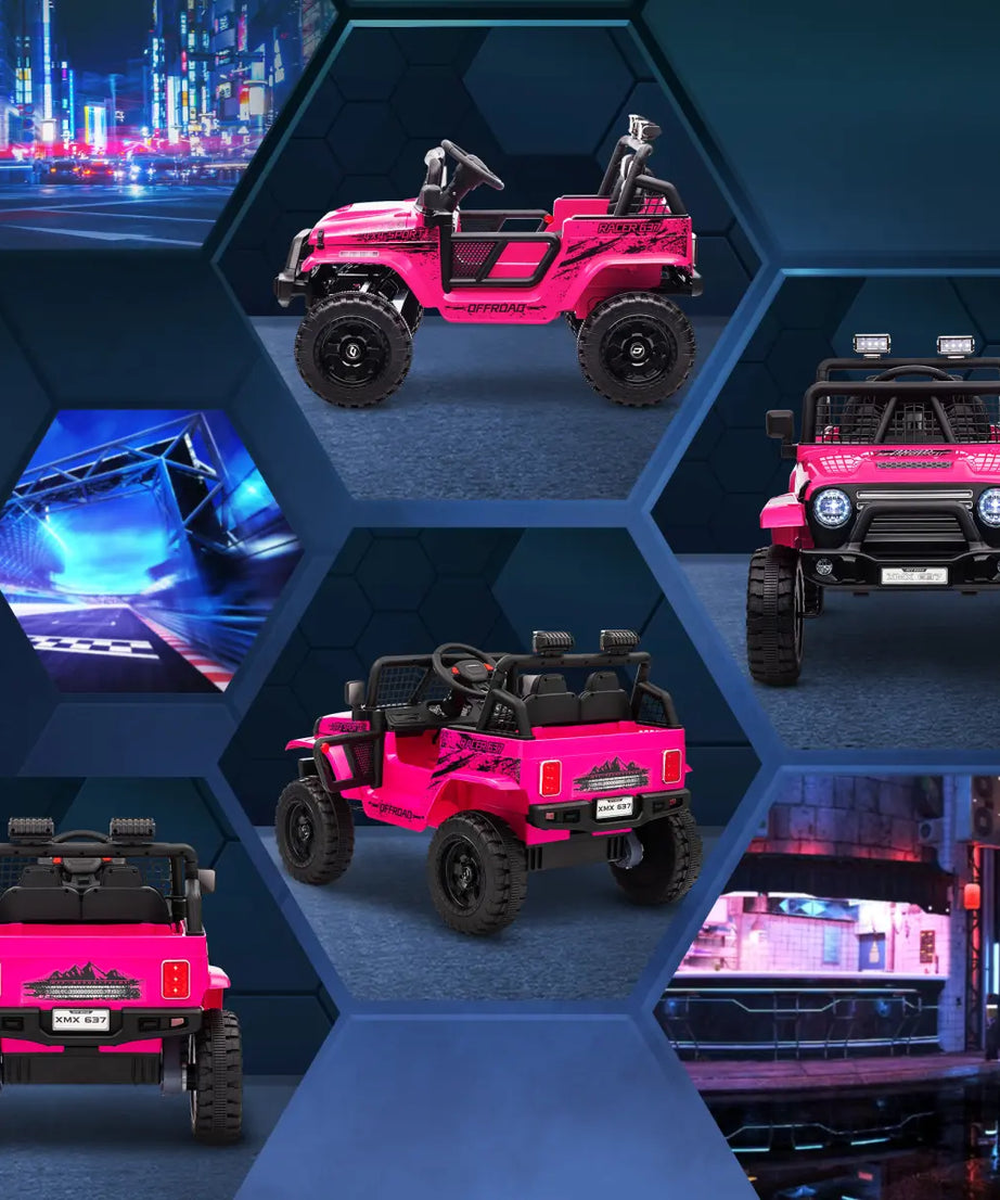 AIYAPLAY Kids Ride On Car, 12V Electric Truck w/ Suspension - Pink