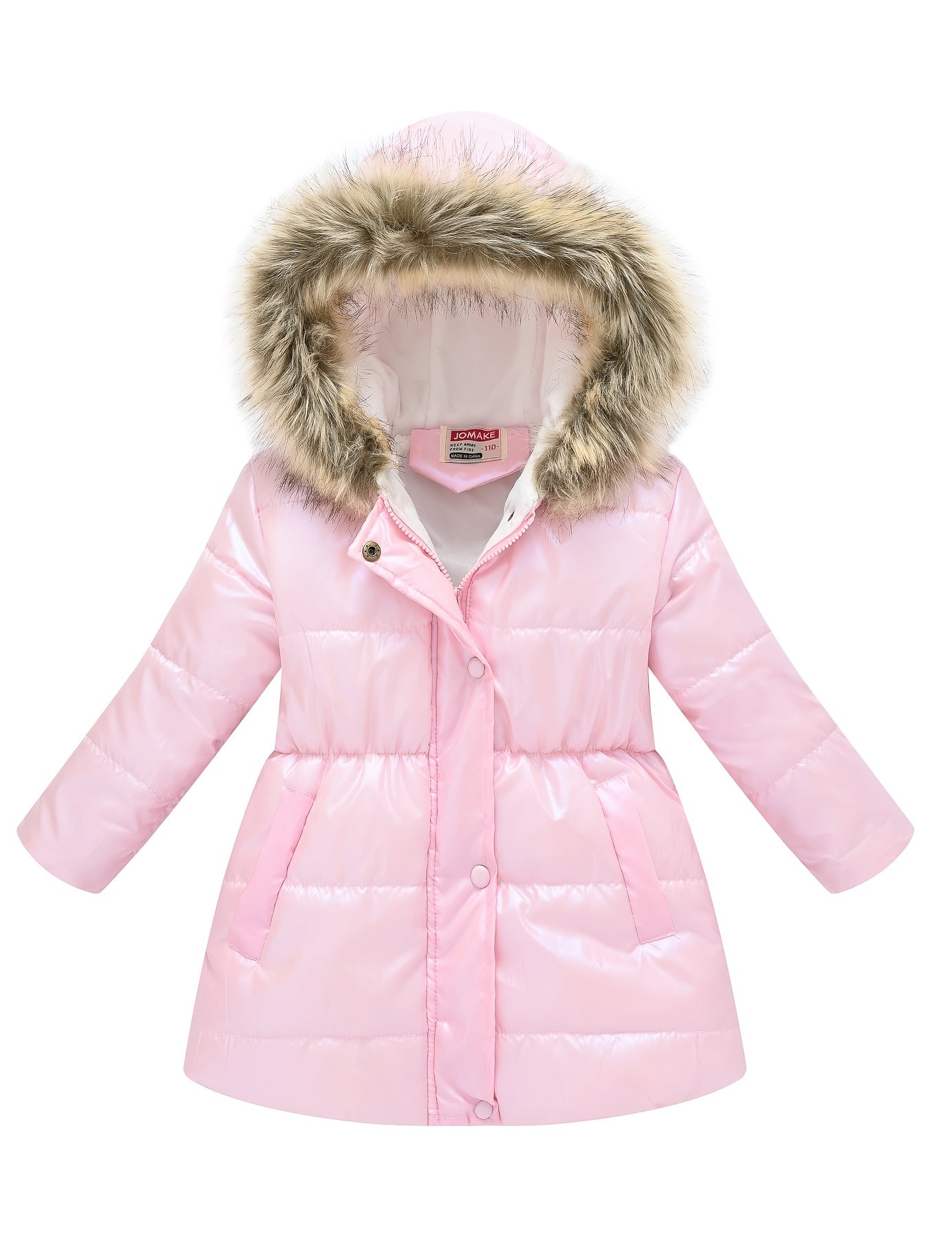 Children's Winter New Style Thickened Glossy Hooded Jacket for Boys and Girls, Mid-Length