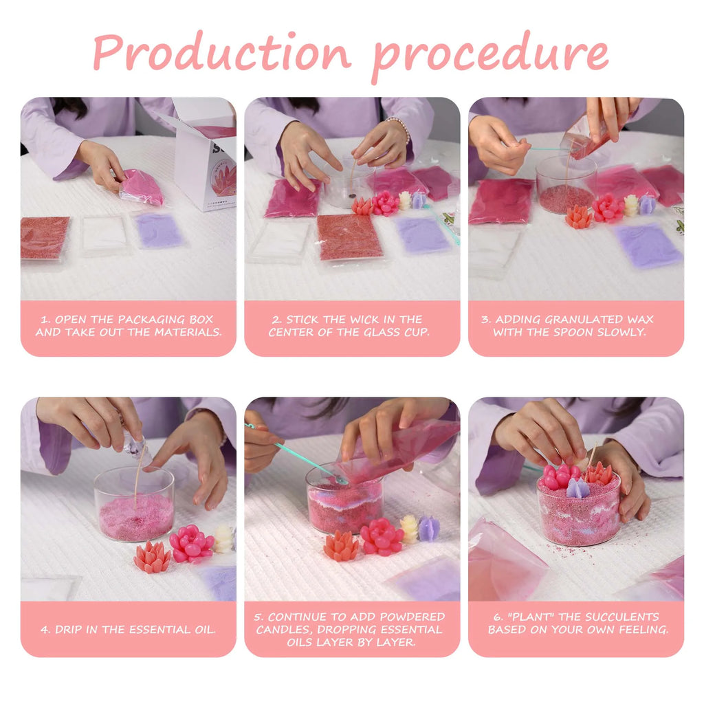 Candle Kit–Succulents DIY Handmade Scented Candles Can Used To Make Candles Scented–Great For Beginner,Child Christmas Gifts