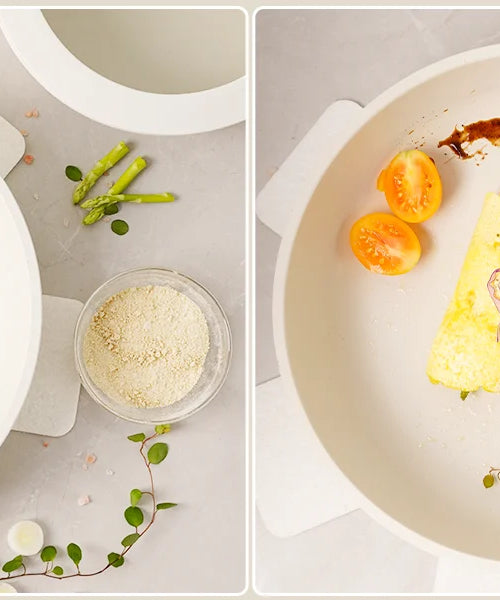 21 Piece Pots and Pans Set Non-Stick, Astercook Ceramic Cookware Set with Sensor Handles, Milky white