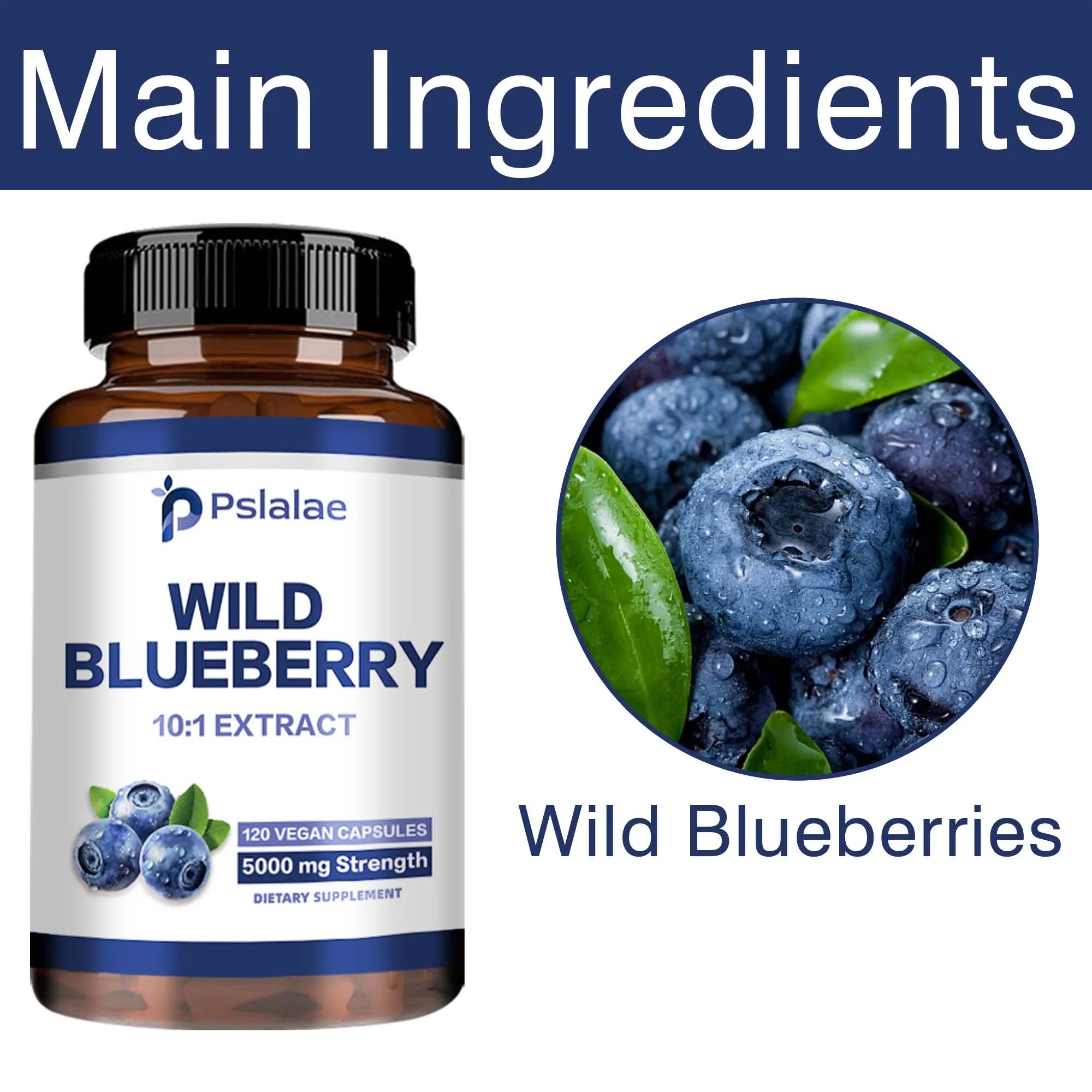 Natural Wild Blueberries - Improve Immunity, Vision Support, Antioxidant Support, Healthy Aging - 120 Capsules