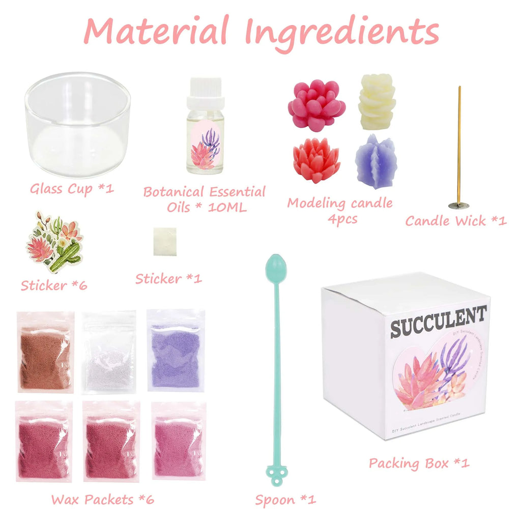 Candle Kit–Succulents DIY Handmade Scented Candles Can Used To Make Candles Scented–Great For Beginner,Child Christmas Gifts