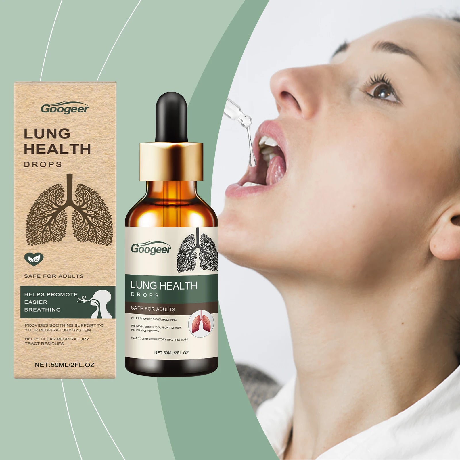 59ml Googeer Lung Clearing Dietary Supplements Lung Health Clear Lungs Detoxify Relieve Cough Reduce Diseases Body Healing