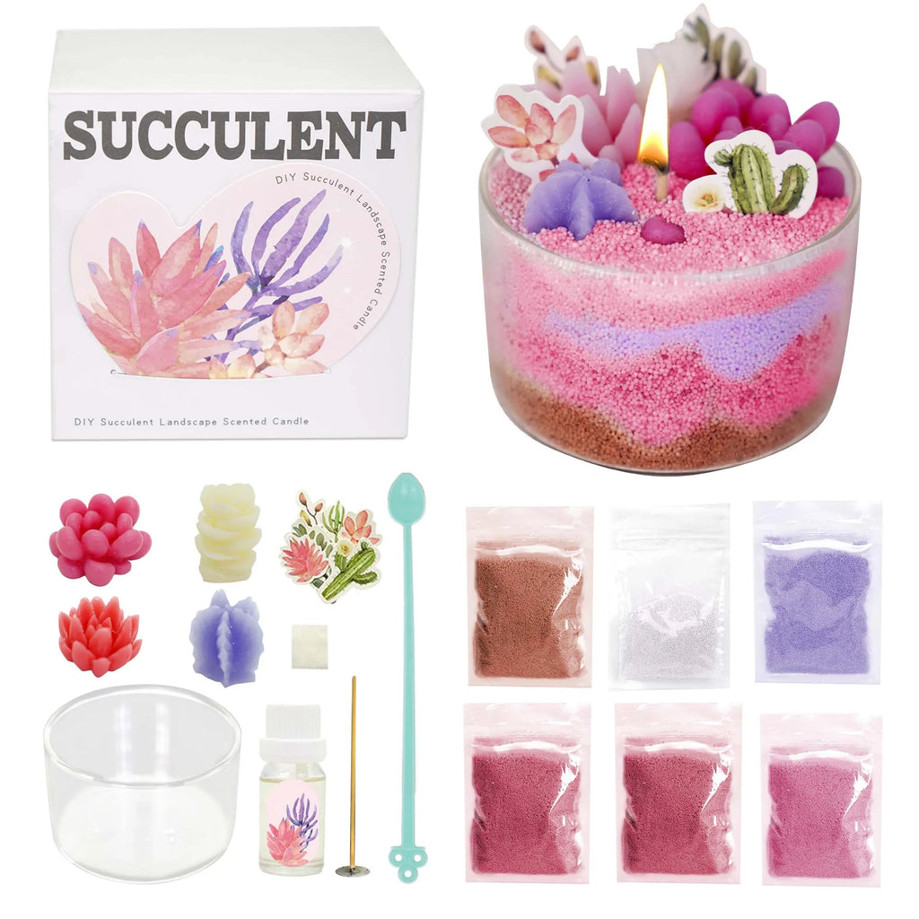 Candle Kit–Succulents DIY Handmade Scented Candles Can Used To Make Candles Scented–Great For Beginner,Child Christmas Gifts