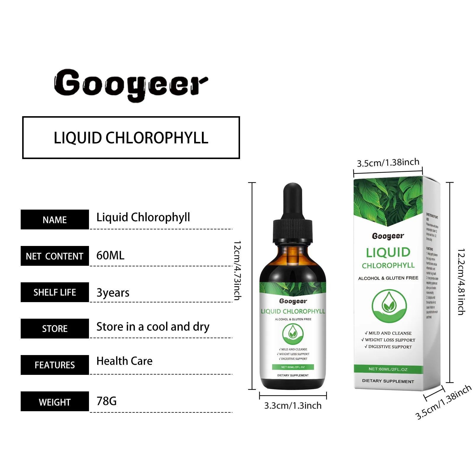 60ml Googeer Chlorophyll Supplements Eye Protection Promote Growth Development Improve Intestinal Health Body Treatment Fluid
