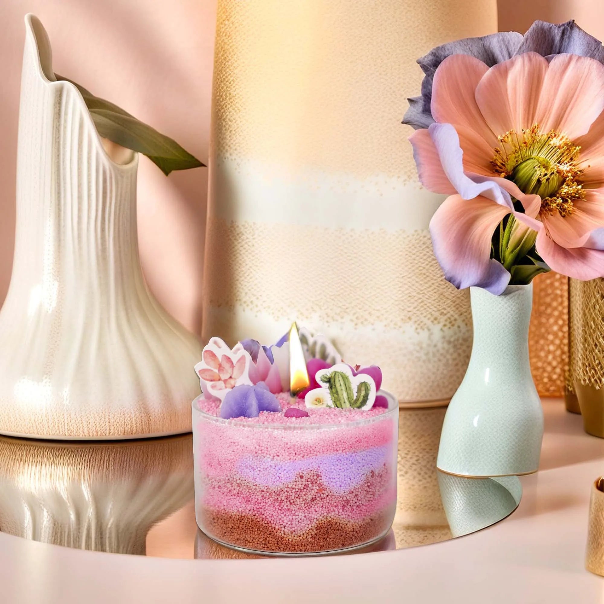 Candle Kit–Succulents DIY Handmade Scented Candles Can Used To Make Candles Scented–Great For Beginner,Child Christmas Gifts