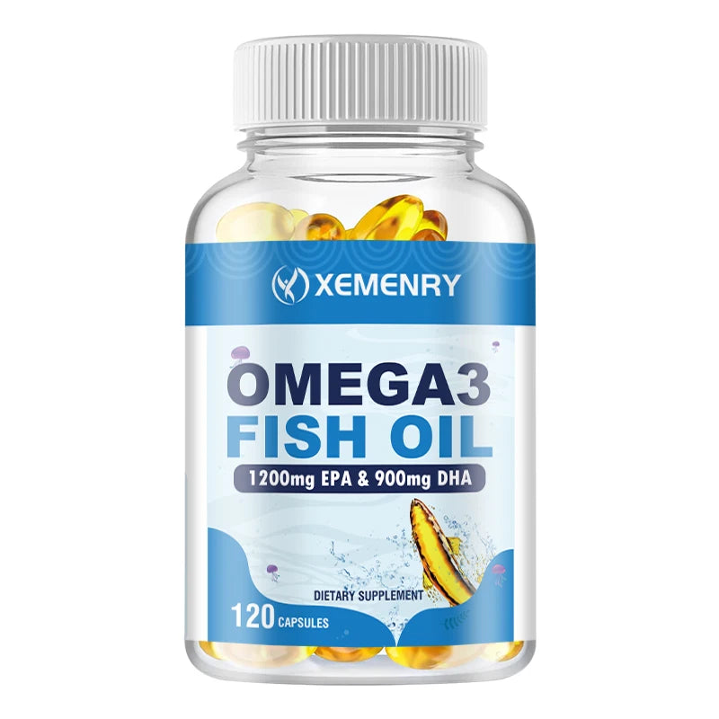 Omega 3 Fish Oil Supplement - DHA, EPA - Joint, Eye, Skin Health, Immune Support - 120 Capsules