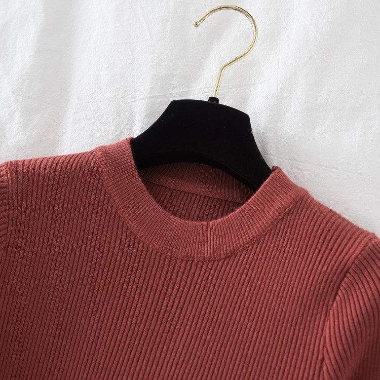 2025 women thick sweater pullovers khaki casual autumn winter button o-neck chic sweater female slim knit top soft jumper tops