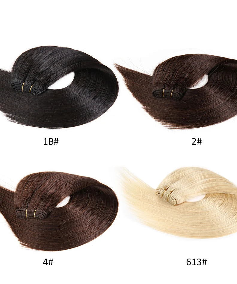 BHF 100% Human Hair Weaves Straight Russian Remy Natural Hair Weft 1piece 100g Black Brown Blonde Color Human Hair Extensions